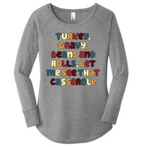 Turkey Gravy Beans And Rolls Let Me See That Casserole Funny Thanksgiving Women's Perfect Tri Tunic Long Sleeve Shirt