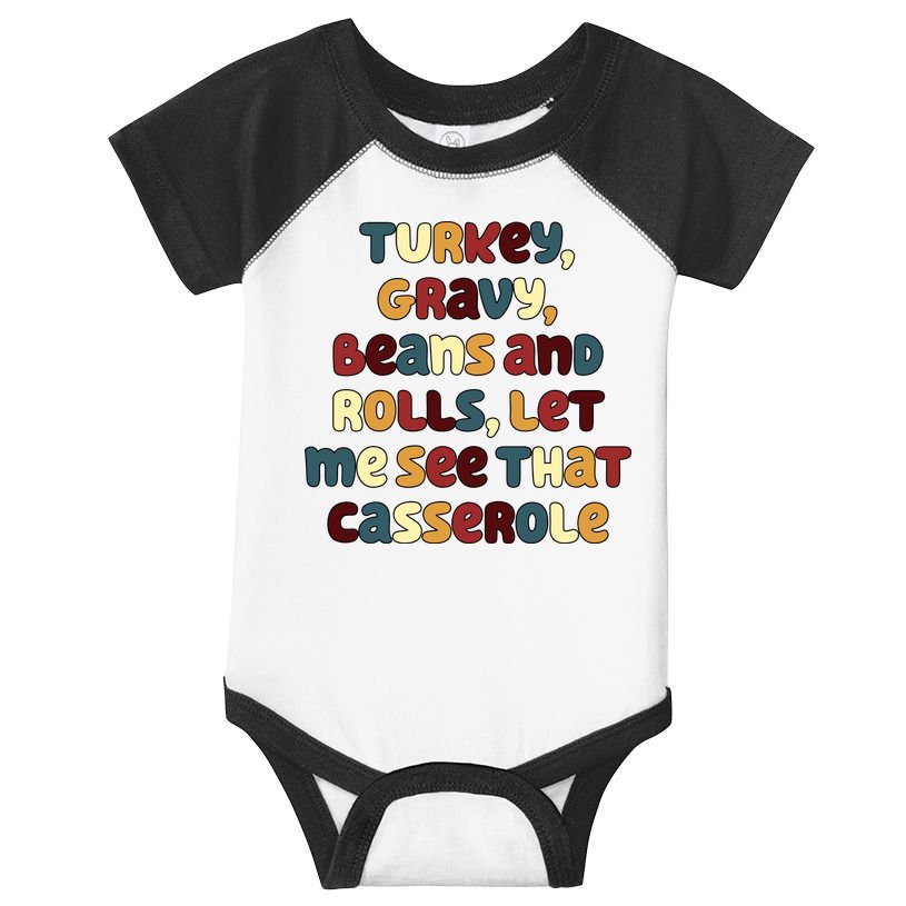 Turkey Gravy Beans And Rolls Let Me See That Casserole Funny Thanksgiving Infant Baby Jersey Bodysuit