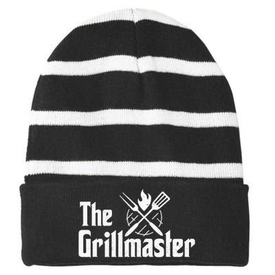 The Grillmaster Bbq Grill & Smoker Barbecue Chef Striped Beanie with Solid Band