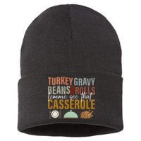 Turkey Gravy Beans And Rolls Let Me See Funny Thanksgiving Sustainable Knit Beanie