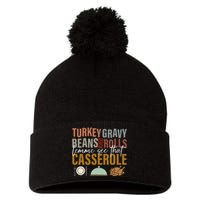 Turkey Gravy Beans And Rolls Let Me See Funny Thanksgiving Pom Pom 12in Knit Beanie