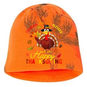 Thankful Grateful Blessed Turkey Family Happy Thanksgiving Kati - Camo Knit Beanie