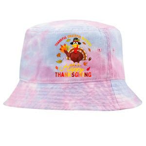 Thankful Grateful Blessed Turkey Family Happy Thanksgiving Tie-Dyed Bucket Hat