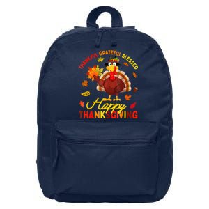 Thankful Grateful Blessed Turkey Family Happy Thanksgiving 16 in Basic Backpack