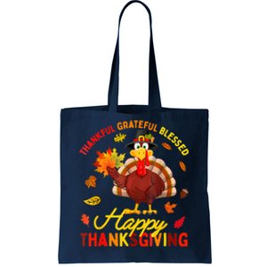 Thankful Grateful Blessed Turkey Family Happy Thanksgiving Tote Bag