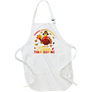 Thankful Grateful Blessed Turkey Family Happy Thanksgiving Full-Length Apron With Pockets