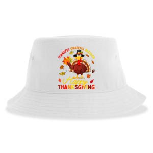 Thankful Grateful Blessed Turkey Family Happy Thanksgiving Sustainable Bucket Hat