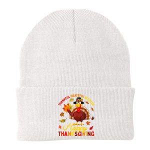 Thankful Grateful Blessed Turkey Family Happy Thanksgiving Knit Cap Winter Beanie