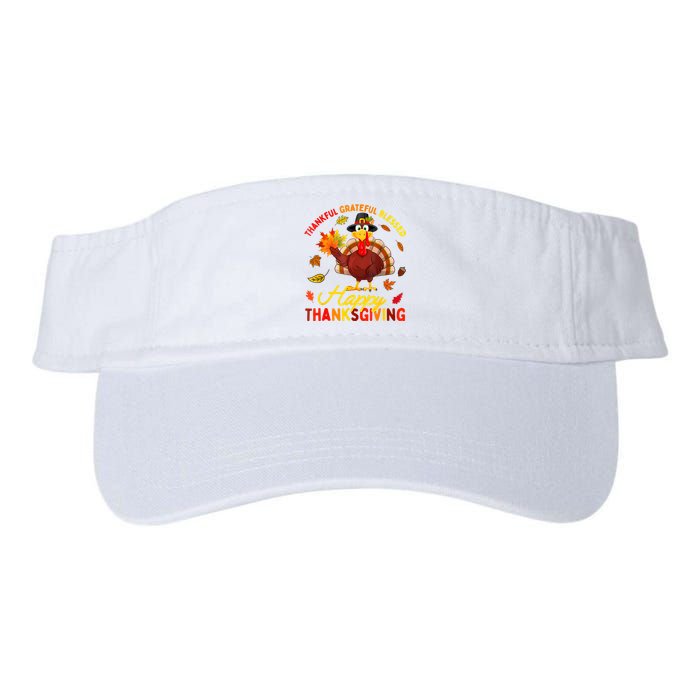 Thankful Grateful Blessed Turkey Family Happy Thanksgiving Valucap Bio-Washed Visor