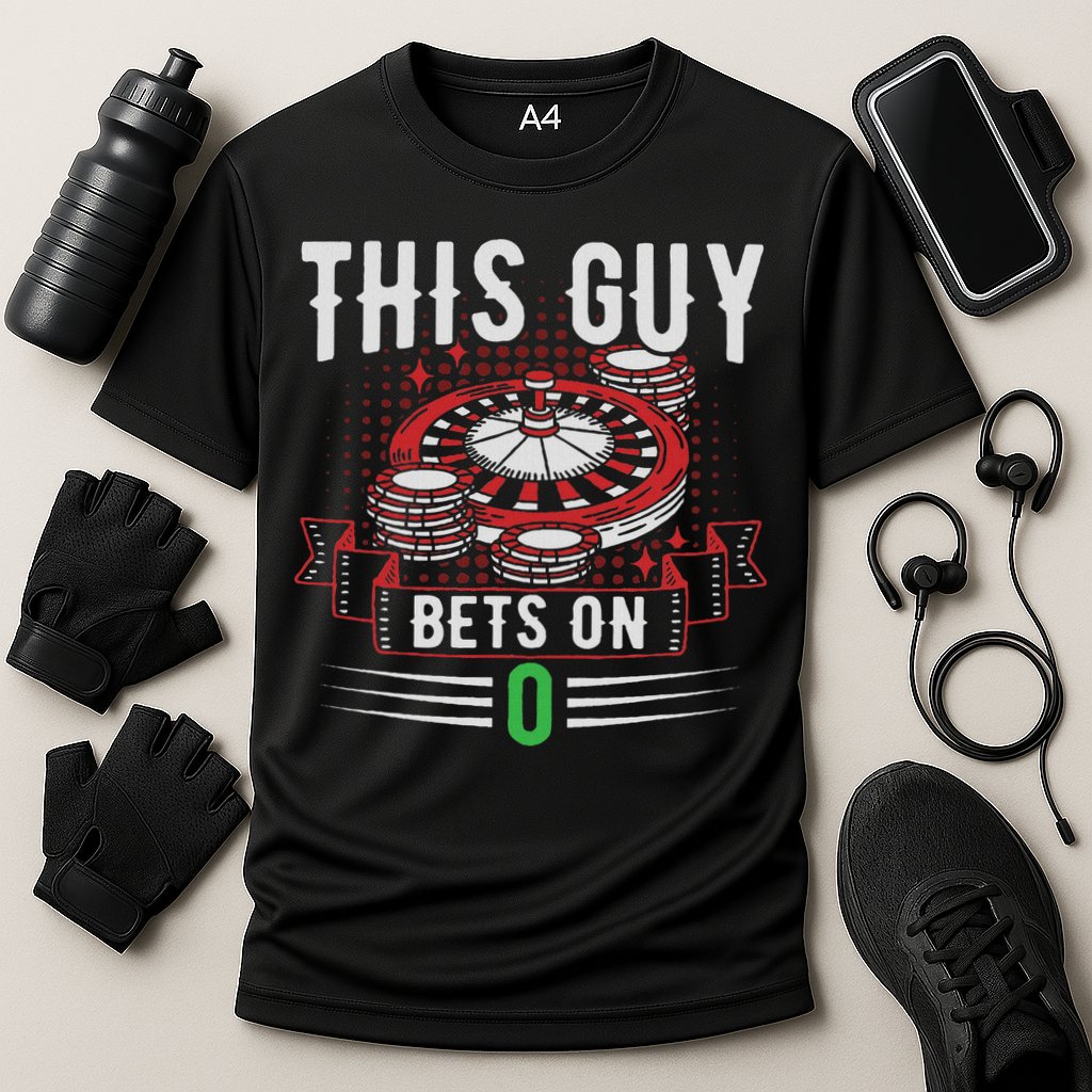 This Guy Bets On 0 Design Roulette Wheel And Casino Gambling Cooling Performance Crew T-Shirt