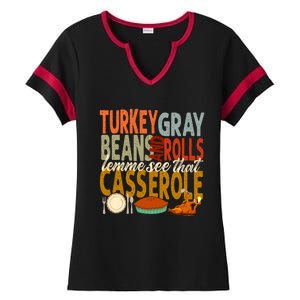 Turkey Gravy Beans And Rolls Let Me See That Casserole Fall Ladies Halftime Notch Neck Tee