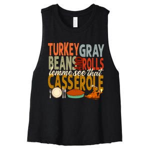 Turkey Gravy Beans And Rolls Let Me See That Casserole Fall Women's Racerback Cropped Tank