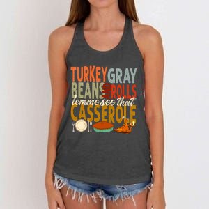 Turkey Gravy Beans And Rolls Let Me See That Casserole Fall Women's Knotted Racerback Tank