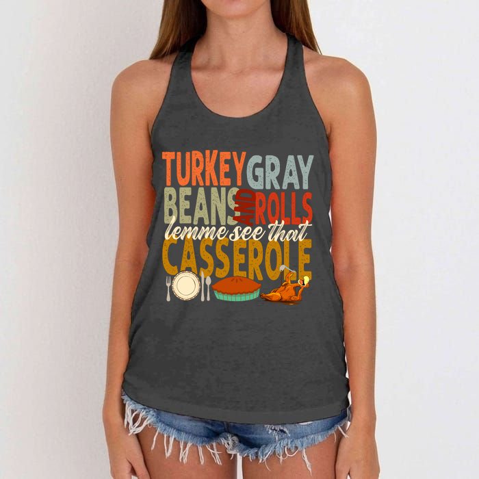 Turkey Gravy Beans And Rolls Let Me See That Casserole Fall Women's Knotted Racerback Tank