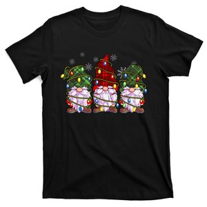 Three Gnomes Buffalo Plaid Red Christmas T-Shirt