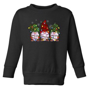 Three Gnomes Buffalo Plaid Red Christmas Toddler Sweatshirt