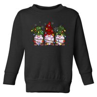 Three Gnomes Buffalo Plaid Red Christmas Toddler Sweatshirt