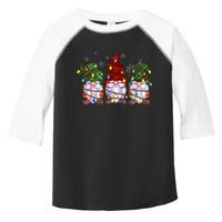 Three Gnomes Buffalo Plaid Red Christmas Toddler Fine Jersey T-Shirt