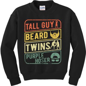 TALL GUY BEARD TWINS PURPLE HOSER Kids Sweatshirt