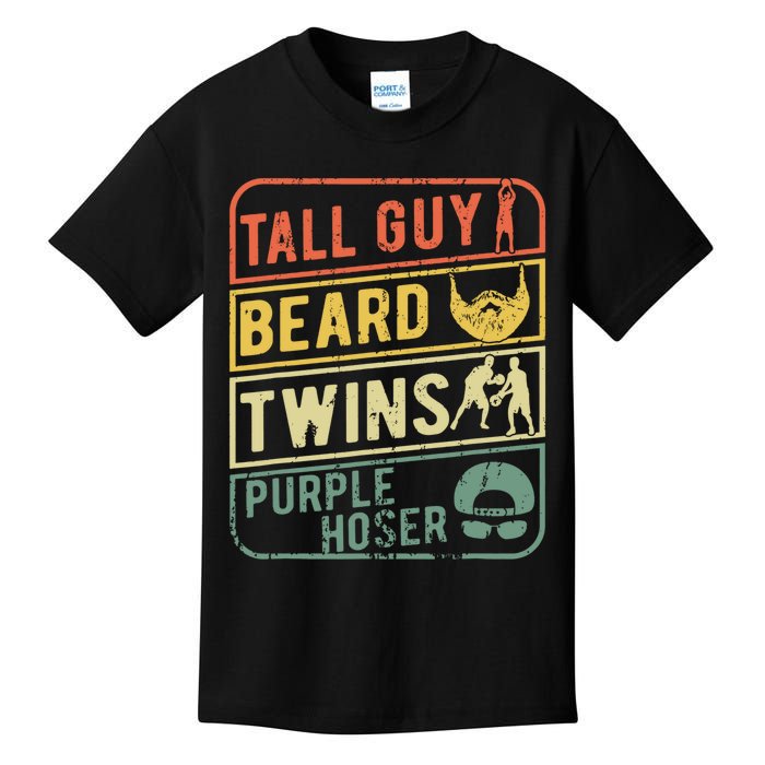 TALL GUY BEARD TWINS PURPLE HOSER Kids T-Shirt