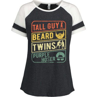 TALL GUY BEARD TWINS PURPLE HOSER Enza Ladies Jersey Colorblock Tee