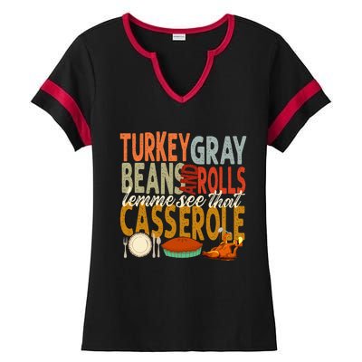 Turkey Gravy Beans And Rolls Let Me See That Casserole Fall Ladies Halftime Notch Neck Tee