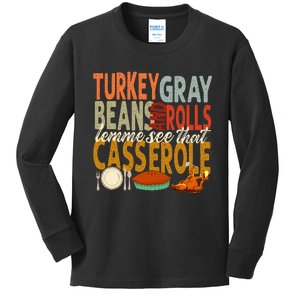 Turkey Gravy Beans And Rolls Let Me See That Casserole Fall Kids Long Sleeve Shirt