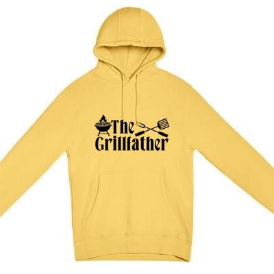 The Grillfather Bbq Fathers Day Present Funny Dad Bbq Gift Premium Pullover Hoodie