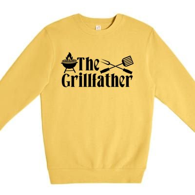 The Grillfather Bbq Fathers Day Present Funny Dad Bbq Gift Premium Crewneck Sweatshirt