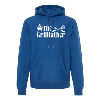 The Grillfather Bbq Fathers Day Present Funny Dad Bbq Gift Premium Hoodie