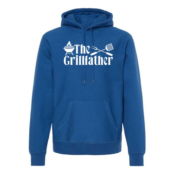 The Grillfather Bbq Fathers Day Present Funny Dad Bbq Gift Premium Hoodie