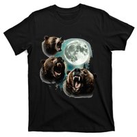 Three Grizzly Bears Howl At Moon Starry Mountain Forest Bear T-Shirt