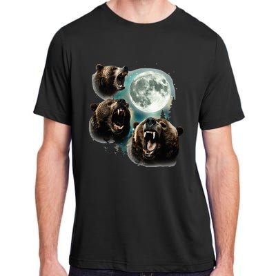 Three Grizzly Bears Howl At Moon Starry Mountain Forest Bear Adult ChromaSoft Performance T-Shirt