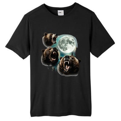 Three Grizzly Bears Howl At Moon Starry Mountain Forest Bear Tall Fusion ChromaSoft Performance T-Shirt