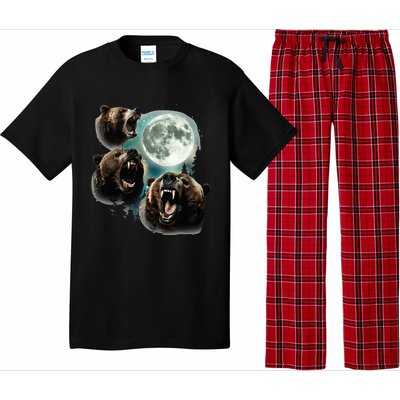 Three Grizzly Bears Howl At Moon Starry Mountain Forest Bear Pajama Set