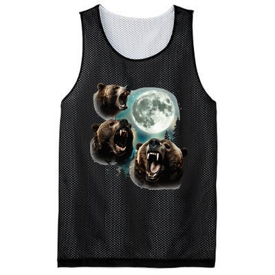 Three Grizzly Bears Howl At Moon Starry Mountain Forest Bear Mesh Reversible Basketball Jersey Tank