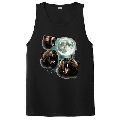 Three Grizzly Bears Howl At Moon Starry Mountain Forest Bear PosiCharge Competitor Tank