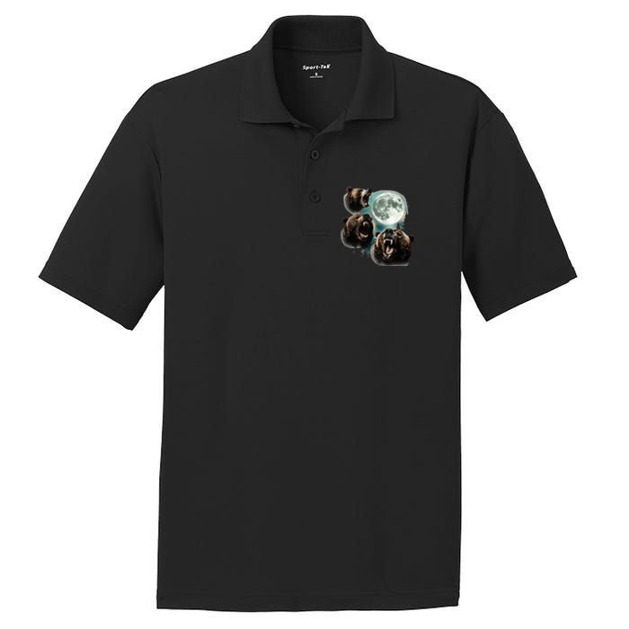 Three Grizzly Bears Howl At Moon Starry Mountain Forest Bear PosiCharge RacerMesh Polo