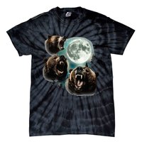 Three Grizzly Bears Howl At Moon Starry Mountain Forest Bear Tie-Dye T-Shirt