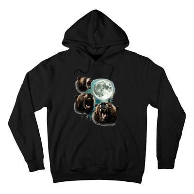 Three Grizzly Bears Howl At Moon Starry Mountain Forest Bear Tall Hoodie