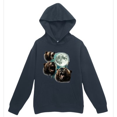 Three Grizzly Bears Howl At Moon Starry Mountain Forest Bear Urban Pullover Hoodie