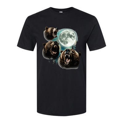 Three Grizzly Bears Howl At Moon Starry Mountain Forest Bear Softstyle CVC T-Shirt