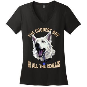 The Goodest Boy In All Realms Baldurs Gate 3 Dog Women's V-Neck T-Shirt