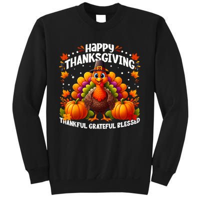 Thankful Grateful Blessed Happy Thanksgiving Turkey Women Sweatshirt