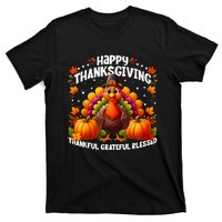 Thankful Grateful Blessed Happy Thanksgiving Turkey Women T-Shirt