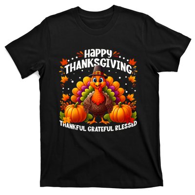 Thankful Grateful Blessed Happy Thanksgiving Turkey Women T-Shirt