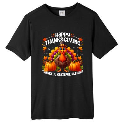 Thankful Grateful Blessed Happy Thanksgiving Turkey Women Tall Fusion ChromaSoft Performance T-Shirt