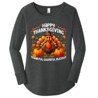 Thankful Grateful Blessed Happy Thanksgiving Turkey Women Women's Perfect Tri Tunic Long Sleeve Shirt