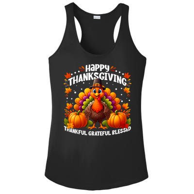 Thankful Grateful Blessed Happy Thanksgiving Turkey Women Ladies PosiCharge Competitor Racerback Tank