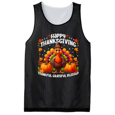 Thankful Grateful Blessed Happy Thanksgiving Turkey Women Mesh Reversible Basketball Jersey Tank